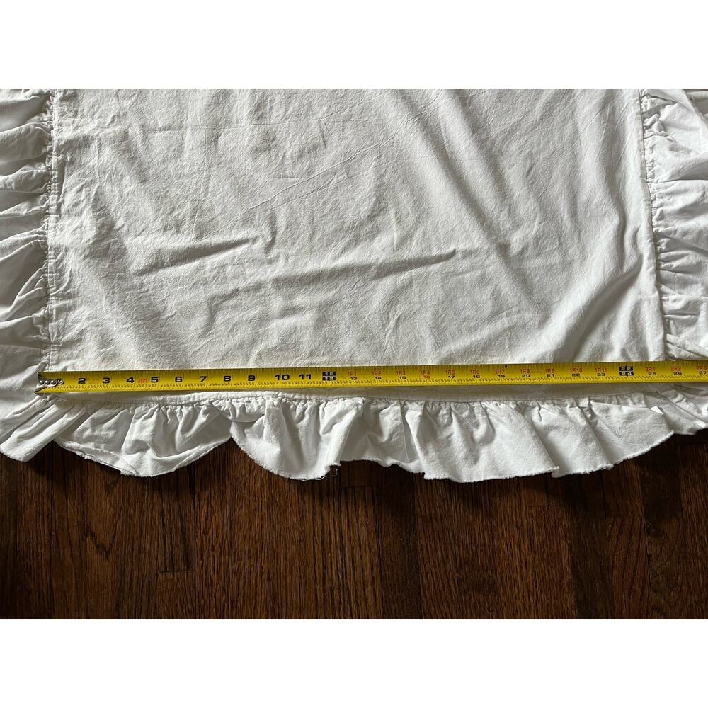 PiuBelle 2 Cotton Euro Shams Ruffled Fringe Edges White Shabby Chic - Picture 4 of 8
